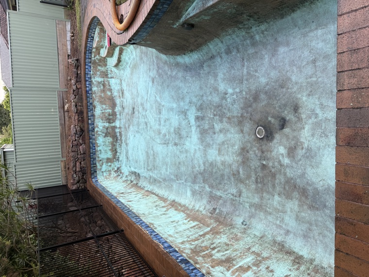 Empty swimming pool after vac truck sludge removal Sydney