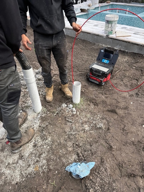 Hydro excavation and CCTV service locating exposing pipe near pool Sydney
